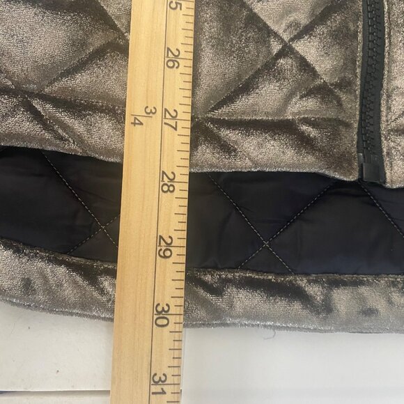 Athleta Quilted Metallic Puffer Vest Womens M Brown Gold Bronze Full Zip Layerin - Picture 11 of 12